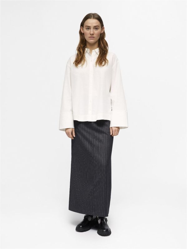 Object Adona HW Anckle Skirt Dark Grey Melange Pinstriped  (23043926-dark grey melange) - MerkenOutlet