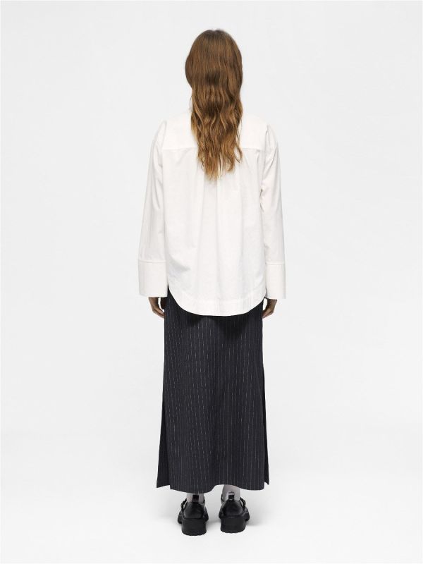 Object Adona HW Anckle Skirt Dark Grey Melange Pinstriped  (23043926-dark grey melange) - MerkenOutlet