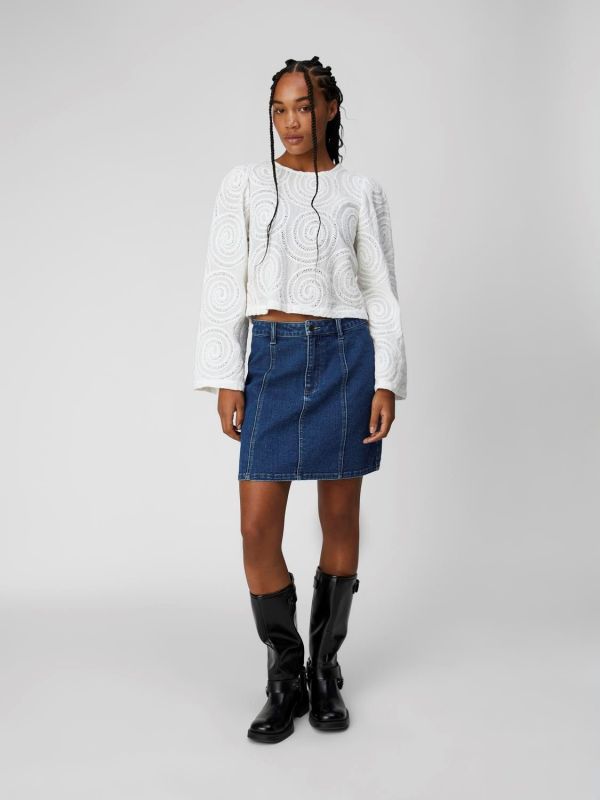 Object Carol Denim Skirt Medium Blue Denim  (23044412-medium blue denim) - MerkenOutlet