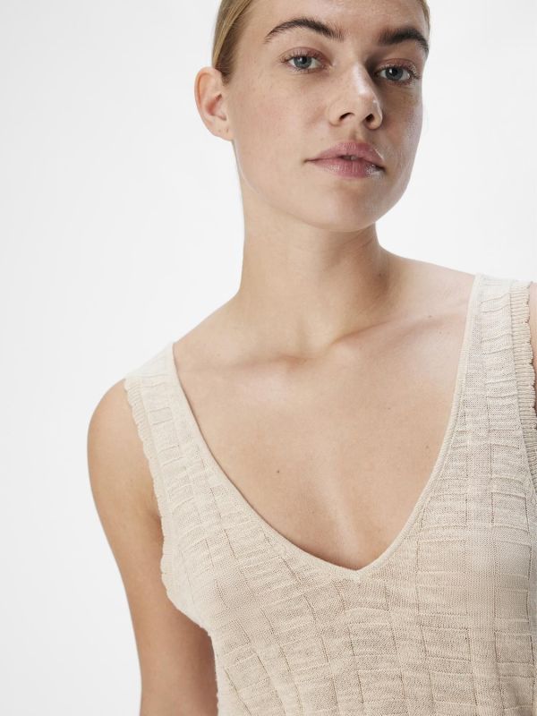 Object Dimka RE S/L Knit Top Sandshell  (23044553-sandshell) - MerkenOutlet