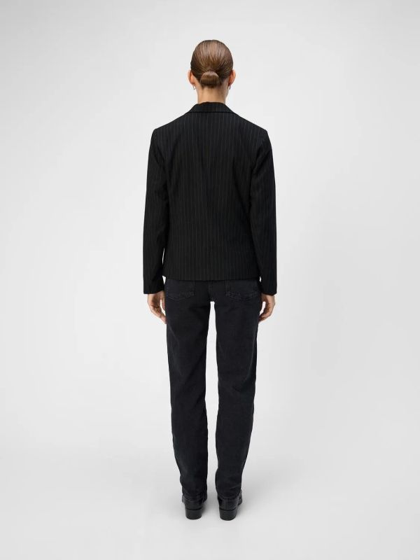 Object Lisa L/S Button Blazer Black/Grey  (23044564-black) - MerkenOutlet