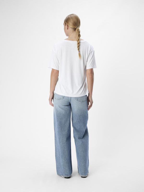 Object Jannie RE S/S V-Neck Top White  (23044669-white) - MerkenOutlet