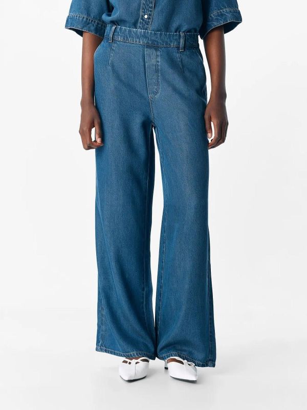 Object Frame Lisa Wide MW Pant Dark Blue Denim Rinse Wash  (23045548 dark  blue denim) - MerkenOutlet