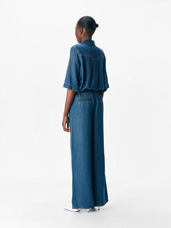 Object Frame Lisa Wide MW Pant Dark Blue Denim Rinse Wash  (23045548 dark  blue denim) - MerkenOutlet