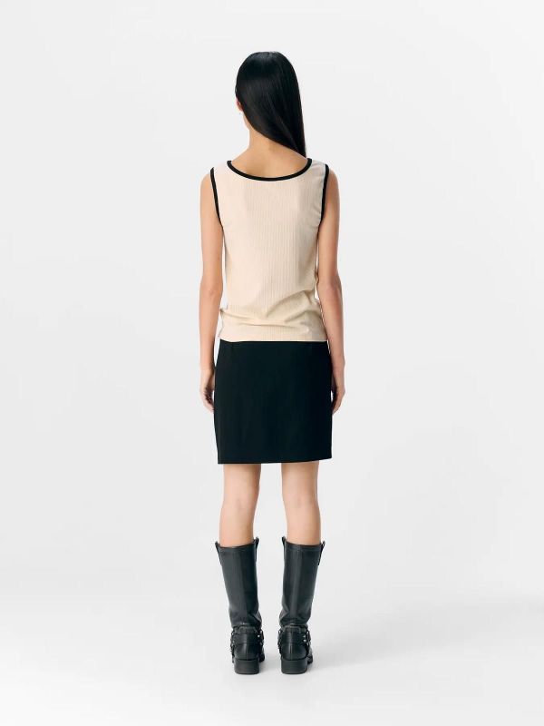 Object Jamie S/L Sli Tank Top Sandshell-Black  (23045692 SANDSHELL BLACK) - MerkenOutlet