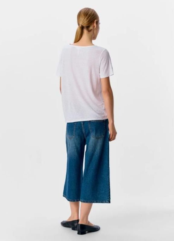 Object Thea S/S RE V-Neck Top White  (23045693 white) - MerkenOutlet