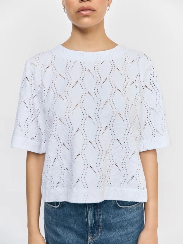 Object Ava 2/4 LO O-Neck Top White  (23045695 white) - MerkenOutlet