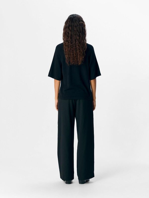 Object Thess 2/4 LO V-Neck Knit Top Black  (23045806 black) - MerkenOutlet