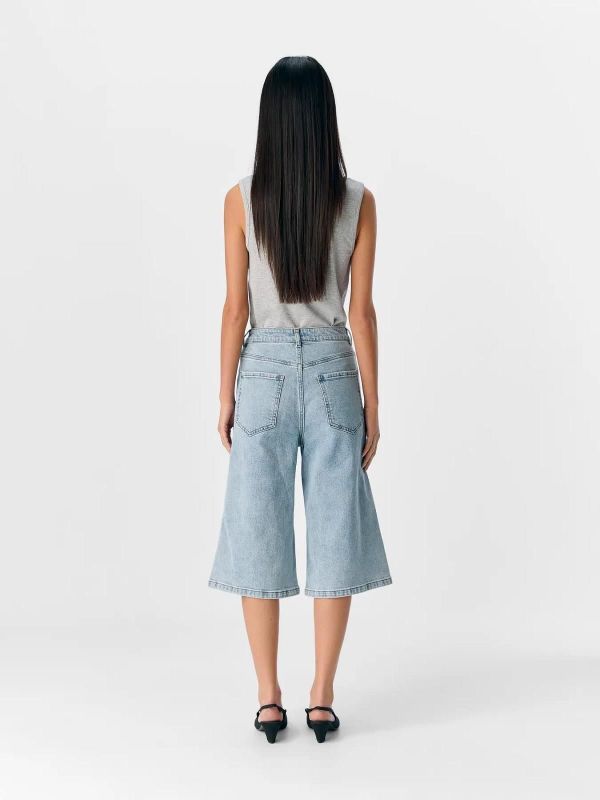 Object Isra HW LO Bermuda Shorts Medium Blue Denim  (23046366 medium blue denim) - MerkenOutlet
