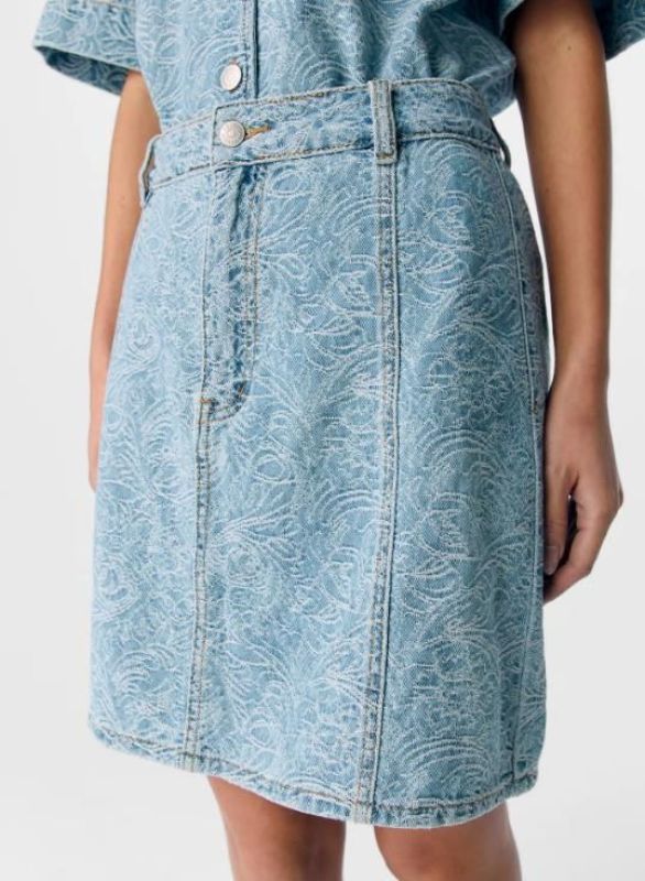 Object Mirwa RE MW Short Denim Skirt Light Blue  (23046422 light blue) - MerkenOutlet