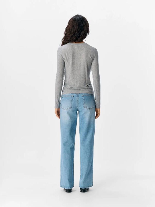 Object Zofia SLi L/S O-Neck Top Noos Medium Grey Melange  (23046951 medium grey melange) - MerkenOutlet