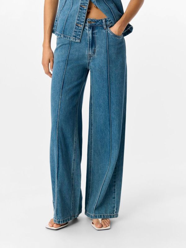 Object Moji Divona MW Wide Jeans Medium blue Denim  (23047248 medium blue) - MerkenOutlet