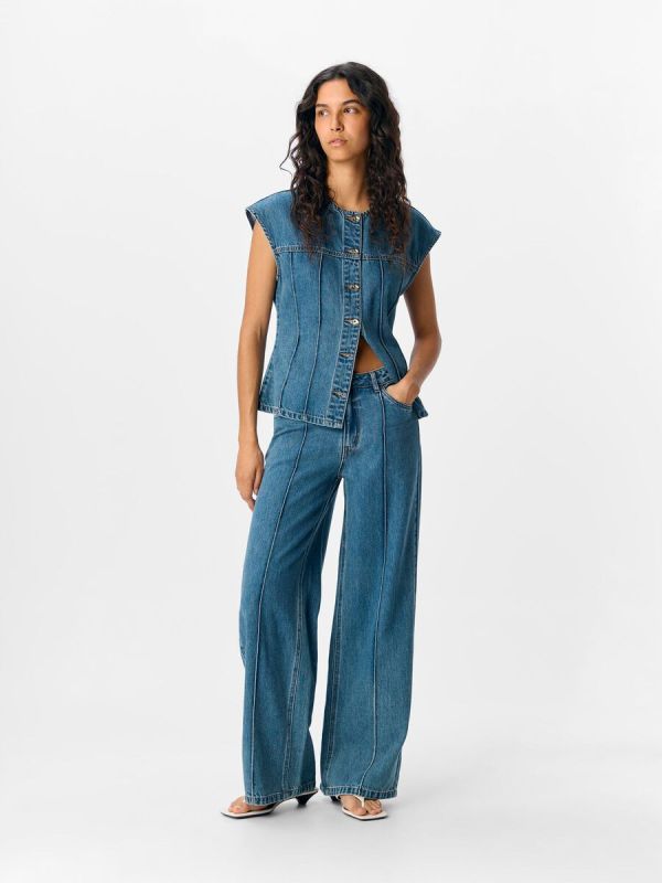 Object Moji Divona MW Wide Jeans Medium blue Denim  (23047248 medium blue) - MerkenOutlet