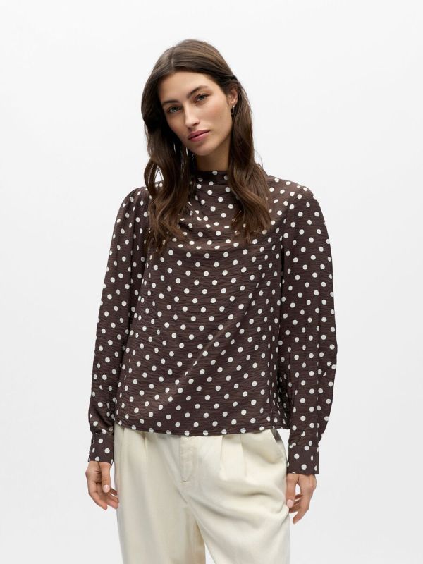 Object Hali L/S RE Highneck Top Seal Brown  (23047943) - MerkenOutlet
