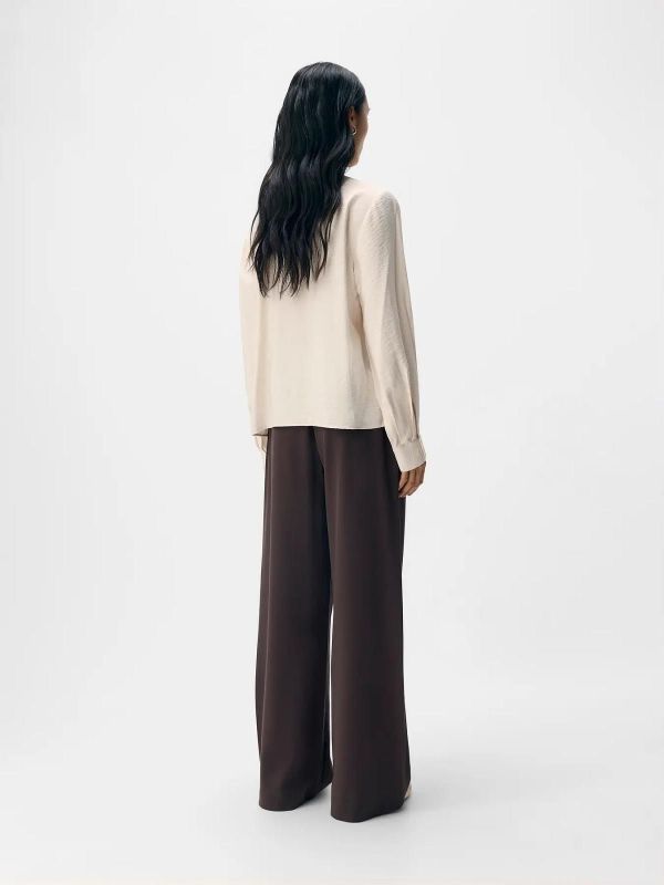 Object Jacira L/S RE Bow Shirt White Sand  (23048076 WHITE SANDE) - MerkenOutlet