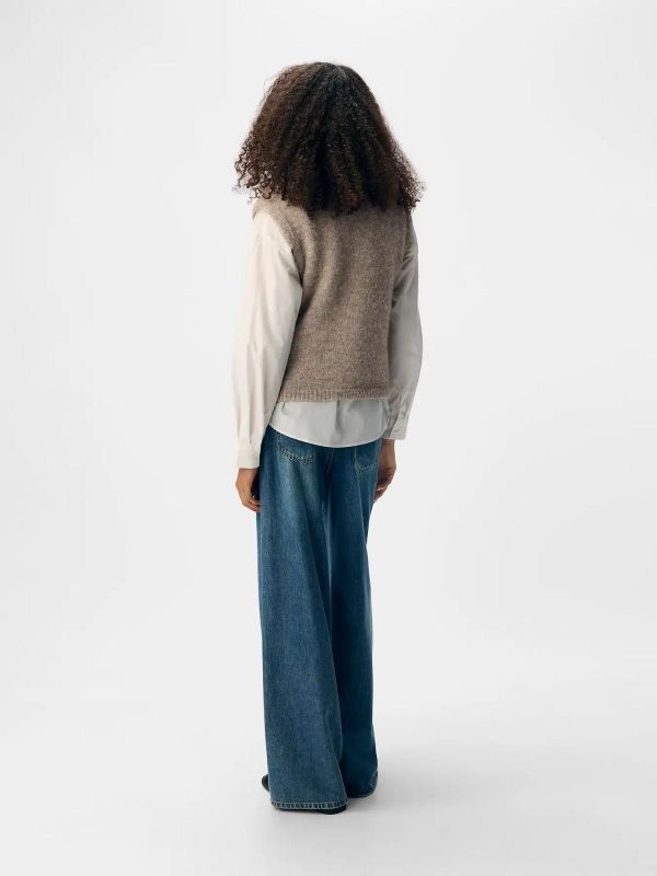 Object Saggia RE Knit Vest Cardigan Humus  (23048079 HUMUS) - MerkenOutlet