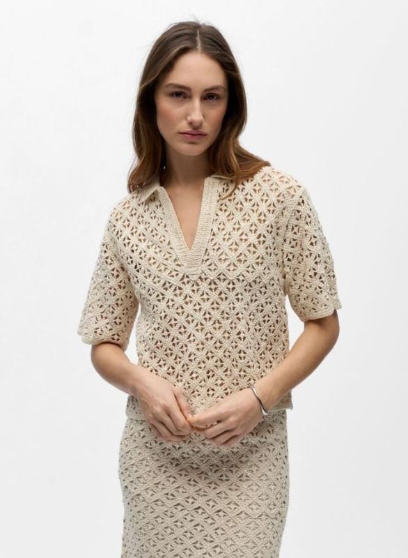 Object Knit Crochet Polo Brich  (23048997 BIRCH) - MerkenOutlet
