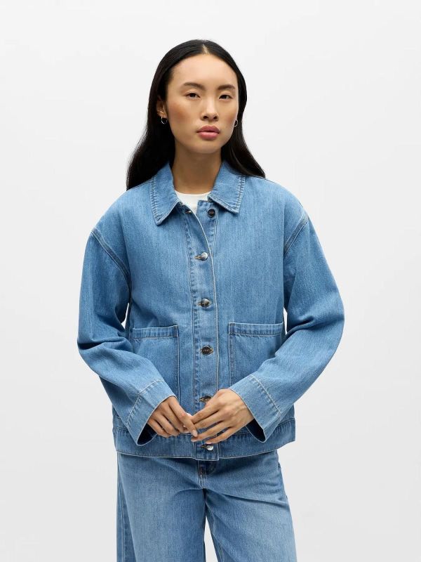 Object Rosie RE L/S Overshirt Light Blue Denim  (23048109 LIGHT BLUE DENIM) - MerkenOutlet