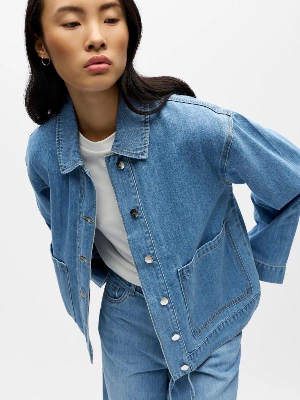 Object Rosie RE L/S Overshirt Light Blue Denim  (23048109 LIGHT BLUE DENIM) - MerkenOutlet