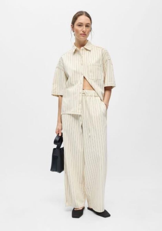 Object Cally MW LO Denim Pant Birch Stripes Black  (23048648 Birch Black) - MerkenOutlet