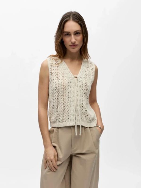 Object Jolin S/L RE Knit Top Birch  (23048715 BIRCH) - MerkenOutlet