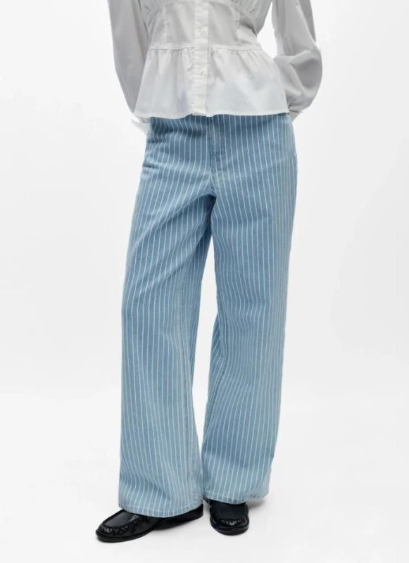Object Sanni MW Wide Jeans Light Blue Denim White  (23048741 LIGHT BLUE DENIM WHITE) - MerkenOutlet