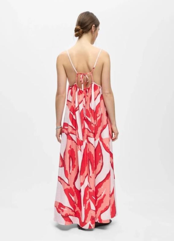 Object Aggie S/L Lo Long Dress Pale Lilac/Lantana  (23048835 Pale Lilac Lantana + poinsettia) - MerkenOutlet