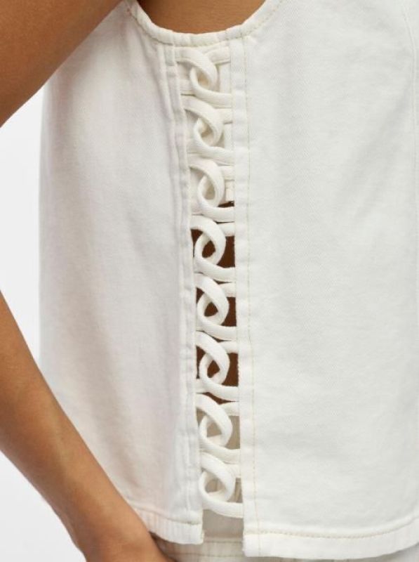 Object Trice S/L RE Denim Top White  (23049170 WHITE) - MerkenOutlet