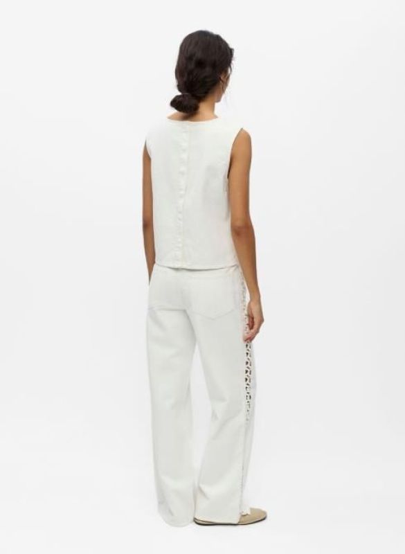 Object Trice S/L RE Denim Top White  (23049170 WHITE) - MerkenOutlet