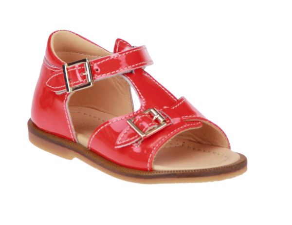 Ocra Rode Sandaal Lak Gesloten Hiel  (D055-vernice corallo) - MerkenOutlet