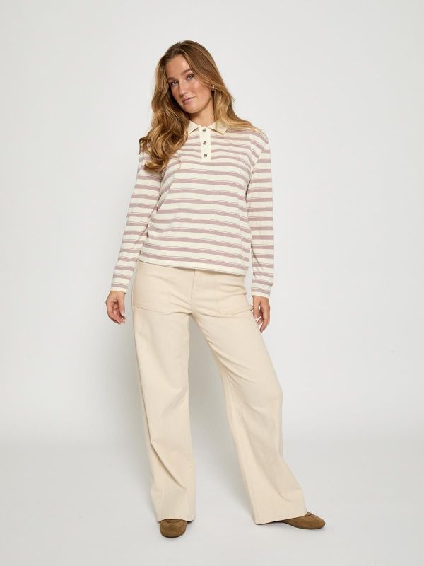 Peppercorn Marielle Polo T-Shirt Mauve Mist Rose Stripe  (PC8651-4631S) - MerkenOutlet