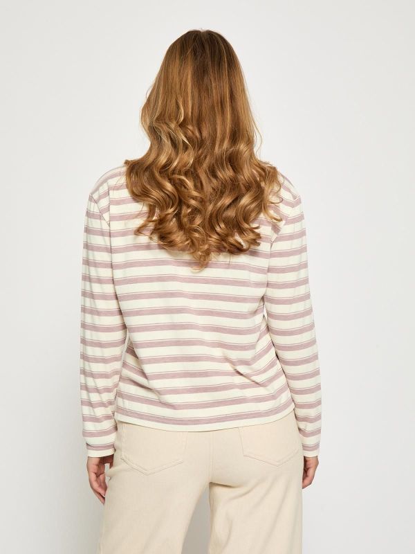 Peppercorn Marielle Polo T-Shirt Mauve Mist Rose Stripe  (PC8651-4631S) - MerkenOutlet