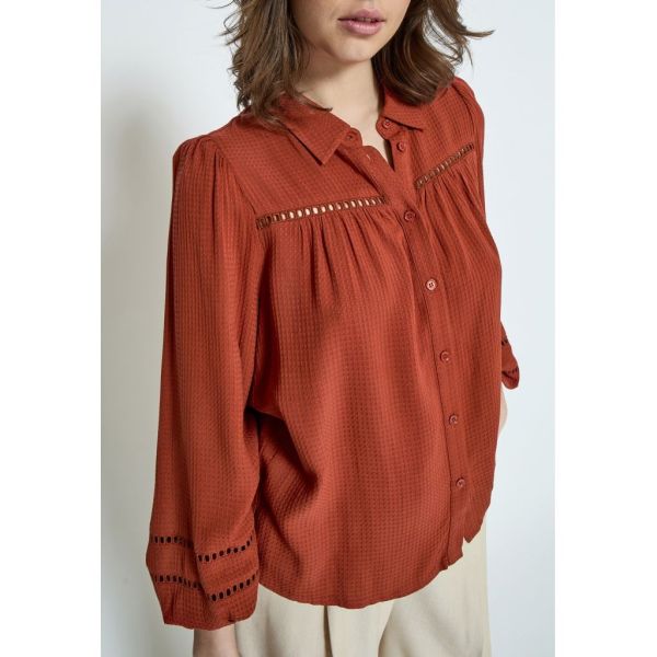 Peppercorn Babro Long Sleeve Shirt Red Ochre  (PC7925-4086) - MerkenOutlet