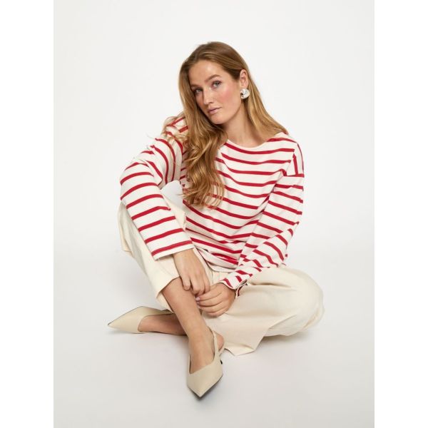 Peppercorn Nayala Blouse Aura Orange Stripe  (PC8783-4049S) - MerkenOutlet