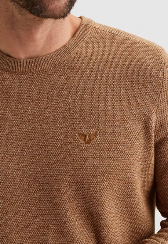 PME Legend R-Neck Cotton Modal Glazegd Ginger  (PKW2602324-8127) - MerkenOutlet