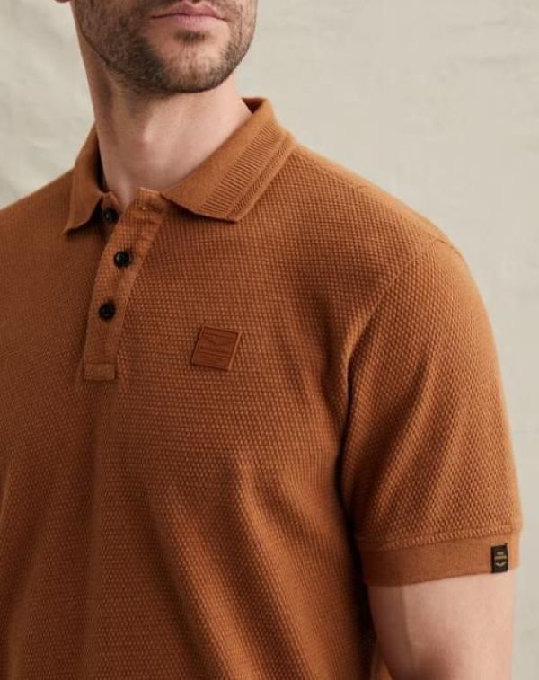 PME Legend Short Sleeve Polo Popcorn Jersey Glazed Ginger  (PPSS2602856-8127) - MerkenOutlet