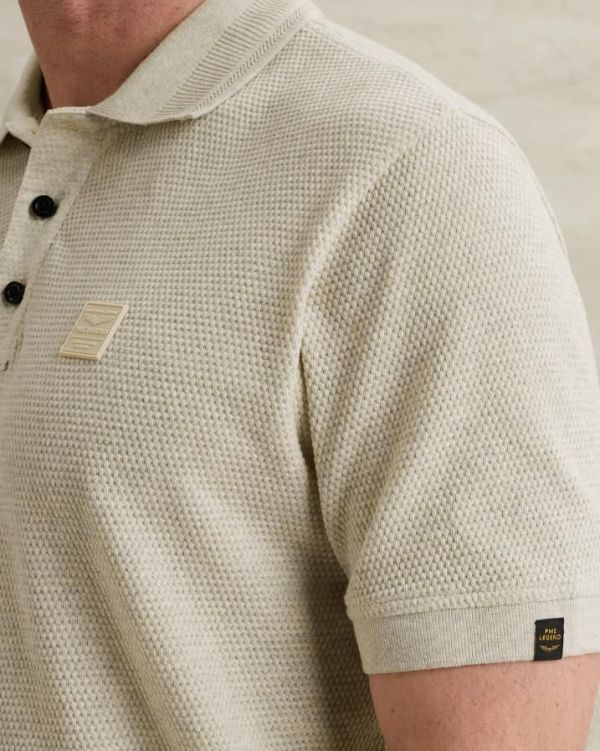 PME Legend Short Sleeve Polo Popcorn Jersy Bone White  (PPSS2602856-7013) - MerkenOutlet
