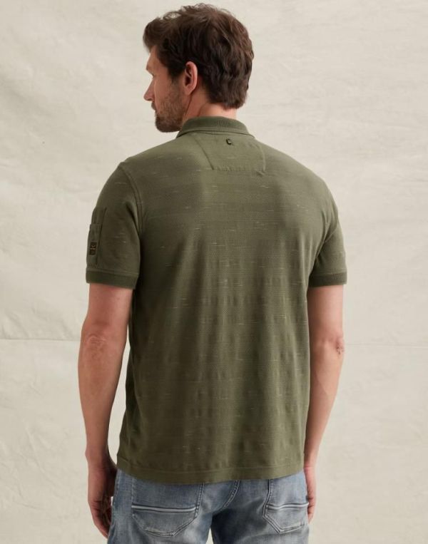 PME Legend Short Sleeve Polo Injected Popcorn Pique Thyme  (PPSS2603885-6150) - MerkenOutlet