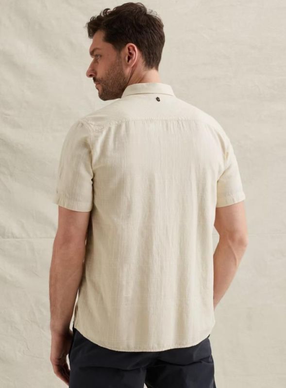PME Legend Short Sleeve Shirt Slubgrid Bone White  (PSIS2603256-7013) - MerkenOutlet