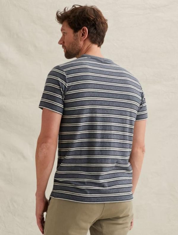 PME Legend Short Sleeve R Neck Stripe Folkstone Grey  (PTSS2602556-5106) - MerkenOutlet