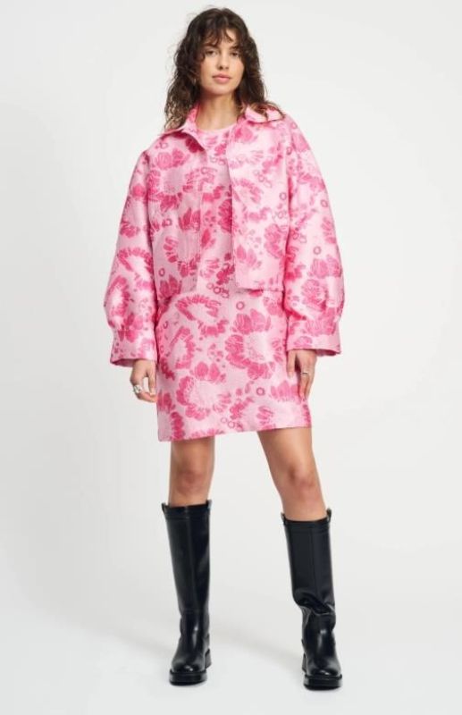 POM Amsterdam Jas Floral Jacquard Raspberry  (SP9129-40) - MerkenOutlet