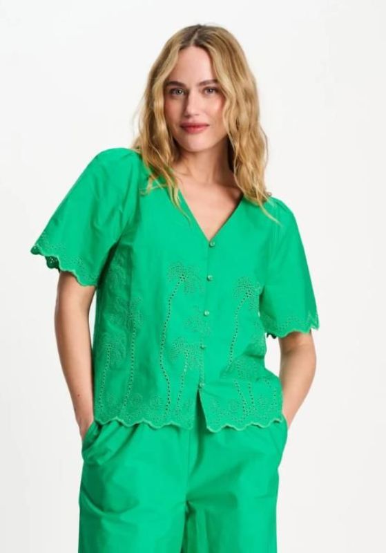 POM Blouse Broderie Anglaise Palm Green  (SP9544) - MerkenOutlet