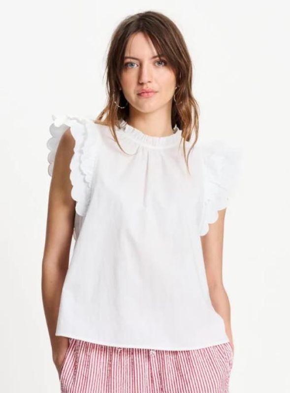 Pom Amsterdam Top Ruffles Crispy White  (SP9578-100) - MerkenOutlet