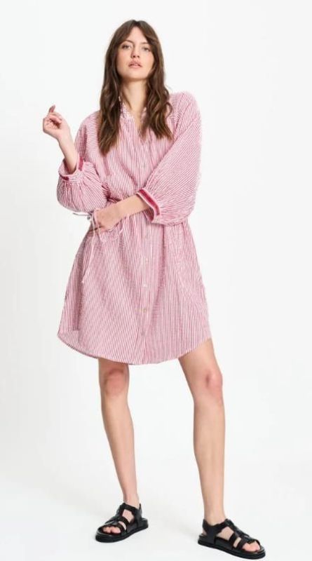 POM Dress Seersucker Red White  (SP9635) - MerkenOutlet