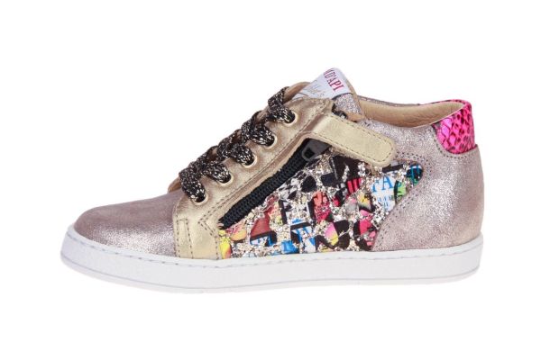 Pom d'Api Mousse Zip Top Gouden Sneaker  (MOUSSE-ZIP) - MerkenOutlet