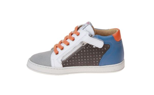Pom d'Api Grijs-Oranje Sneaker  (MOUSSE-ZIP) - MerkenOutlet