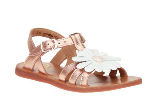 Pom d'Api Plagette Big Flower Sandaal Roze-Wit  (PLAGETTE BIG FLO) - MerkenOutlet