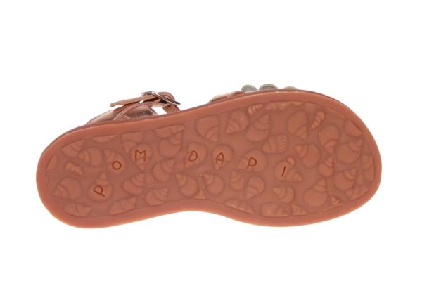 Pom d'Api Plagette Big Flower Sandaal Roze-Wit  (PLAGETTE BIG FLO) - MerkenOutlet