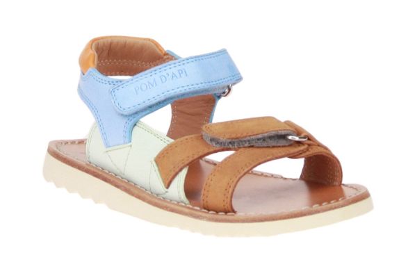 Pom d'Api Waff Jimy Sandaal Camel-Blauw  (WAFF-JIMY) - MerkenOutlet