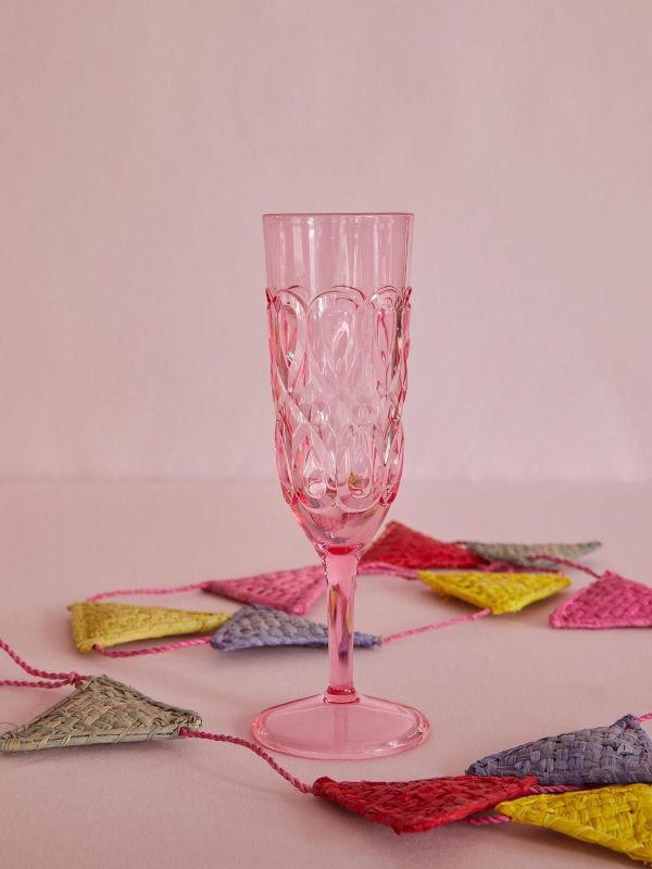 Rice Acrylic Champagne Glass Pink  (HSCHG-SWI) - MerkenOutlet